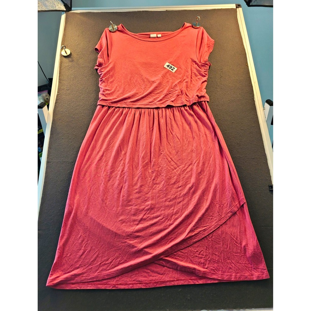 GAP Maternity/breastfeeding Jersey Knit Ruched Midi Dress Short Sleeve M
